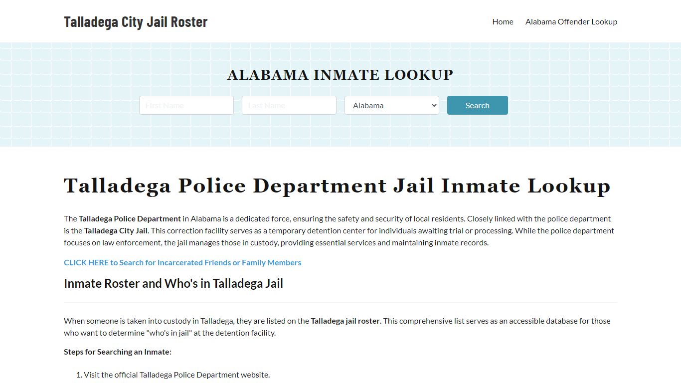 Talladega Police Department & City Jail, AL Inmate Roster, Arrests ...